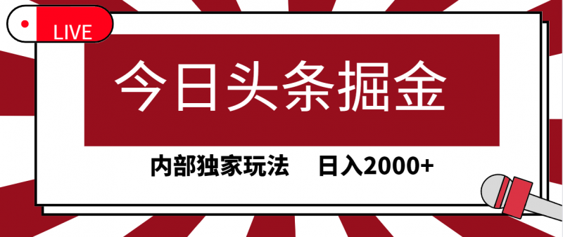 (9832期)今日头条掘金,30秒一篇文章,内部独家玩法,日入2000+-轻创社项目网