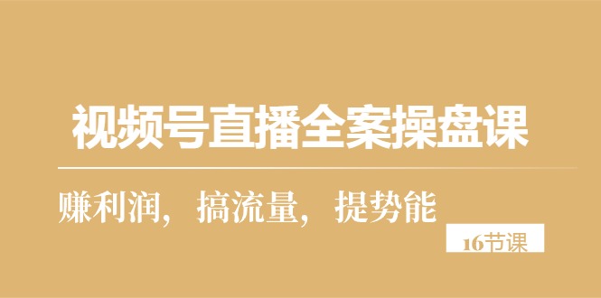 (10207期)视频号直播全案操盘课,赚利润,搞流量,提势能(16节课)-轻创社项目网