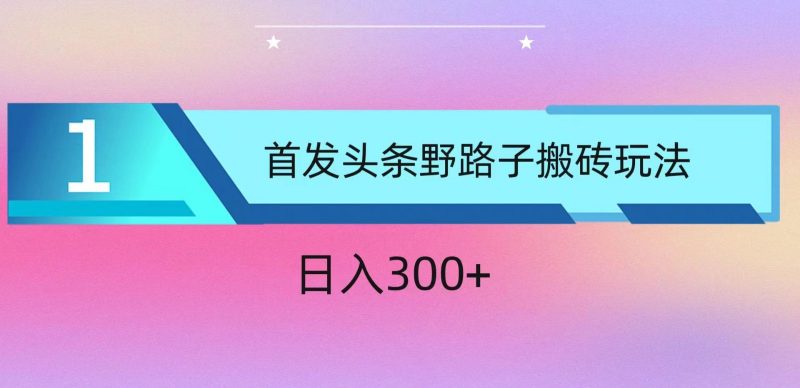 ai头条掘金野路子搬砖玩法,小白轻松上手,日入300+-轻创社项目网