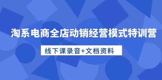 (10192期)淘系电商全店动销经营模式特训营,线下课录音+文档资料-轻创社项目网