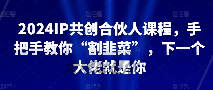 2024IP共创合伙人课程,手把手教你“割韭菜”,下一个大佬就是你-轻创社项目网
