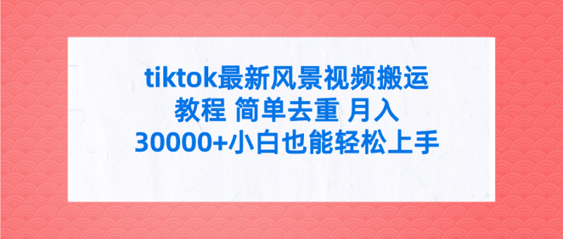 (9804期)tiktok最新风景视频搬运教程 简单去重 月入30000+附全套工具-轻创社项目网