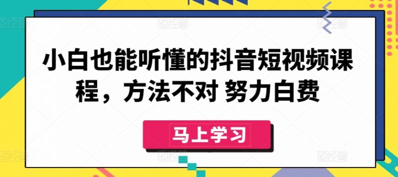 小白也能听懂的抖音短视频课程,方法不对 努力白费-轻创社项目网