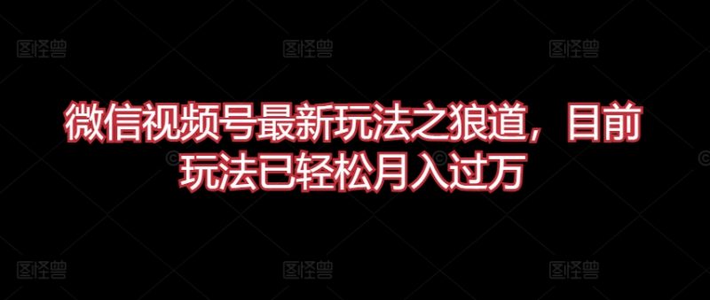 微信视频号最新玩法之狼道,目前玩法已轻松月入过万【揭秘】-轻创社项目网