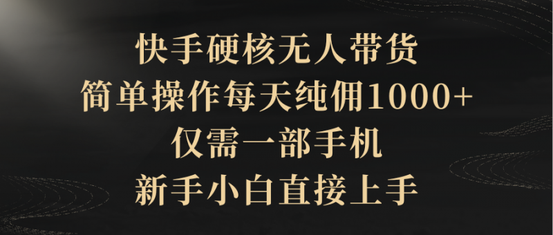 (9862期)快手硬核无人带货,简单操作每天纯佣1000+,仅需一部手机,新手小白直接上手-轻创社项目网