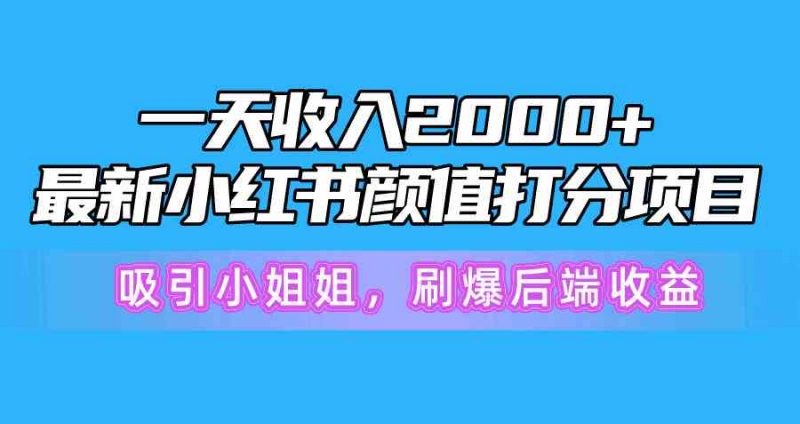 (10187期)一天收入2000+,最新小红书颜值打分项目,吸引小姐姐,刷爆后端收益-轻创社项目网