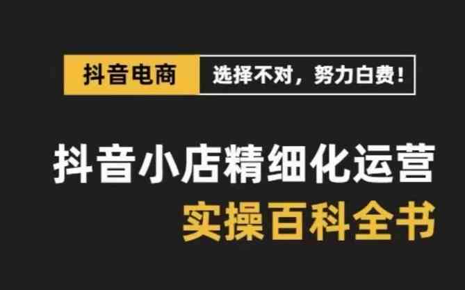 抖音小店精细化运营百科全书,保姆级运营实战讲解(更新)-轻创社项目网