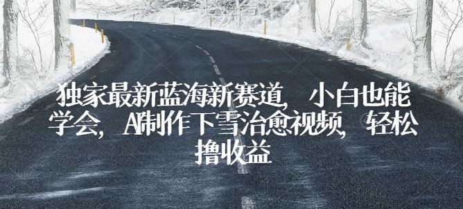 独家最新蓝海新赛道,小白也能学会,AI制作下雪治愈视频,轻松撸收益【揭秘】-轻创社项目网