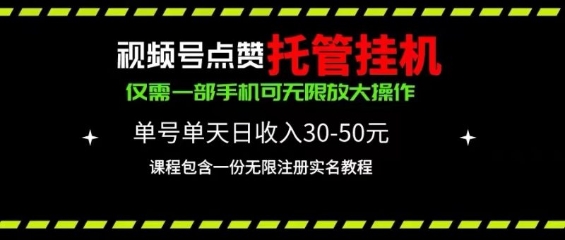 (10644期)视频号点赞托管挂机,单号单天利润30~50,一部手机无限放大(附带无限…-轻创社项目网