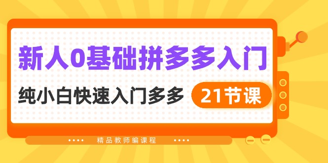 (10299期)新人0基础拼多多入门,纯小白快速入门多多(21节课)-轻创社项目网