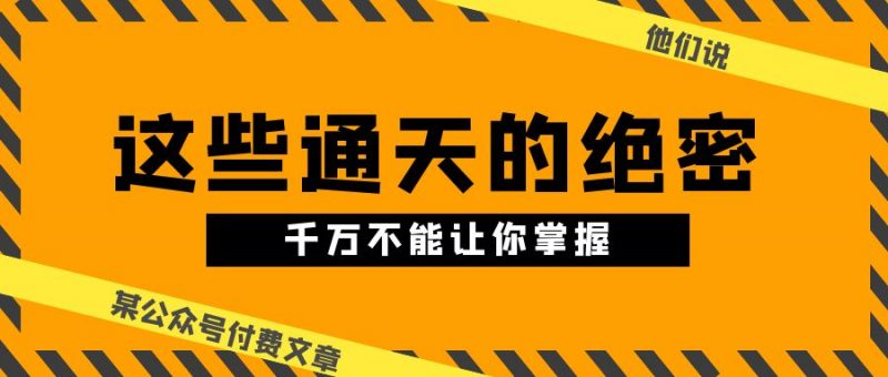 某公众号付费文章《他们说 “ 这些通天的绝密,千万不能让你掌握! ”》-轻创社项目网