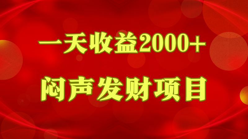 闷声发财,一天收益2000+,到底什么是赚钱,看完你就知道了-轻创社项目网