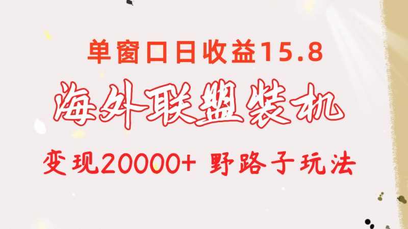 (10475期)海外联盟装机 单窗口日收益15.8 变现20000+ 野路子玩法-轻创社项目网
