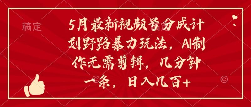 (10488期)5月最新视频号分成计划野路暴力玩法,ai制作,无需剪辑。几分钟一条,…-轻创社项目网