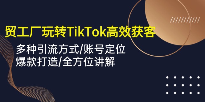 (10302期)外贸工厂玩转TikTok高效获客,多种引流方式/账号定位/爆款打造/全方位讲解-轻创社项目网