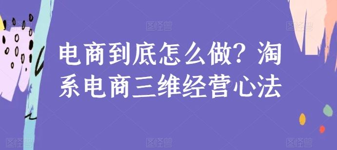 电商到底怎么做?淘系电商三维经营心法-轻创社项目网