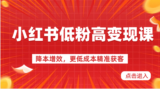 小红书低粉高变现课-降本增效,更低成本精准获客,小红书必爆的流量密码-轻创社项目网