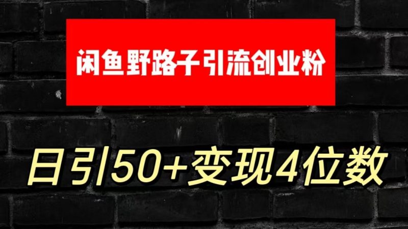 大眼闲鱼野路子引流创业粉,日引50+单日变现四位数-轻创社项目网