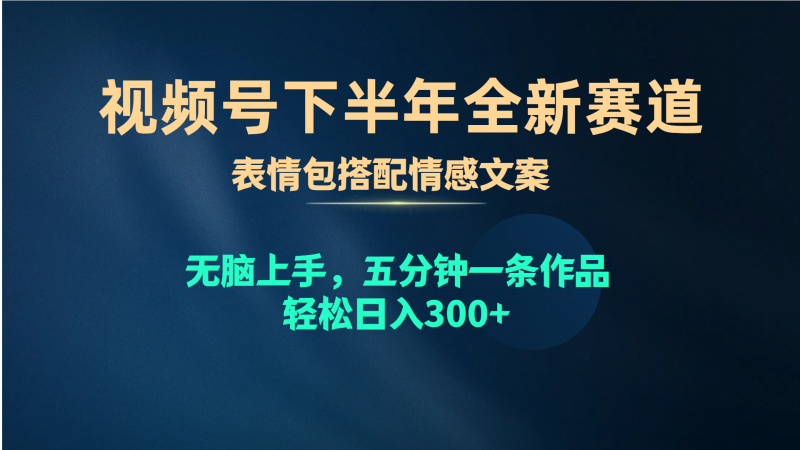 (10267期)视频号下半年全新赛道,表情包搭配情感文案 无脑上手,五分钟一条作品…-轻创社项目网