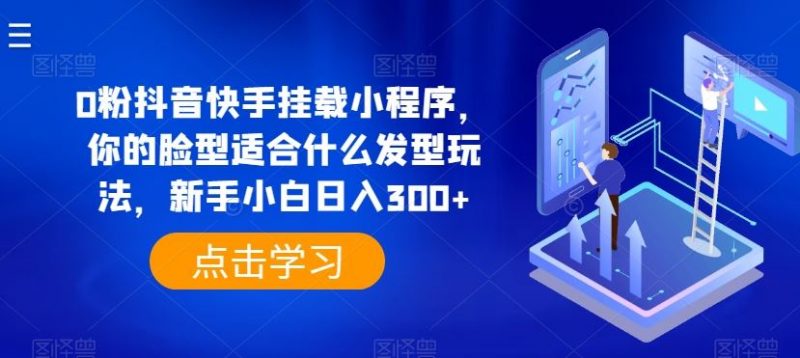 0粉抖音快手挂载小程序,你的脸型适合什么发型玩法,新手小白日入300+【揭秘】-轻创社项目网