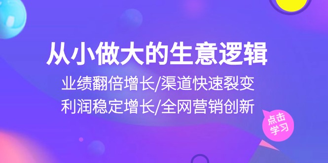 从小做大生意逻辑:业绩翻倍增长/渠道快速裂变/利润稳定增长/全网营销创新-轻创社项目网