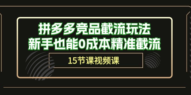 (10301期)拼多多竞品截流玩法,新手也能0成本精准截流(15节课)-轻创社项目网