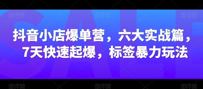 抖音小店爆单营,六大实战篇,7天快速起爆,标签暴力玩法-轻创社项目网