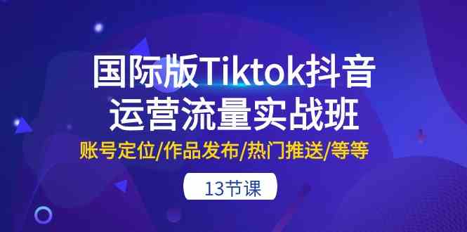 国际版Tiktok抖音运营流量实战班:账号定位/作品发布/热门推送/等等(13节)-轻创社项目网