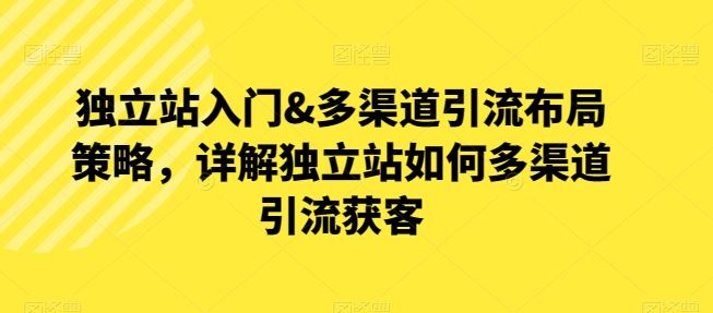 独立站入门&多渠道引流布局策略,详解独立站如何多渠道引流获客-轻创社项目网