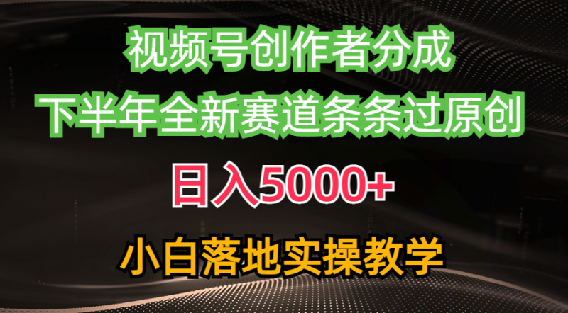 (10294期)视频号创作者分成最新玩法,日入5000+ 下半年全新赛道条条过原创,小…-轻创社项目网