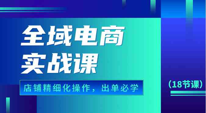 全域电商实战课,个人店铺精细化操作流程,出单必学内容(18节课)-轻创社项目网