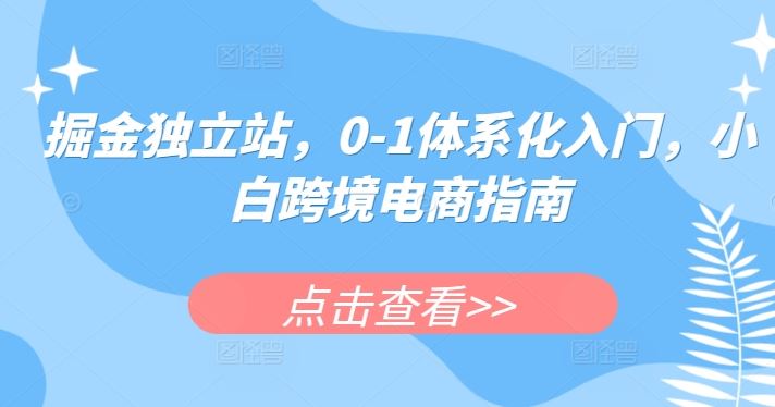 掘金独立站,0-1体系化入门,小白跨境电商指南-轻创社项目网