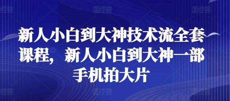 新人小白到大神技术流全套课程,新人小白到大神一部手机拍大片-轻创社项目网