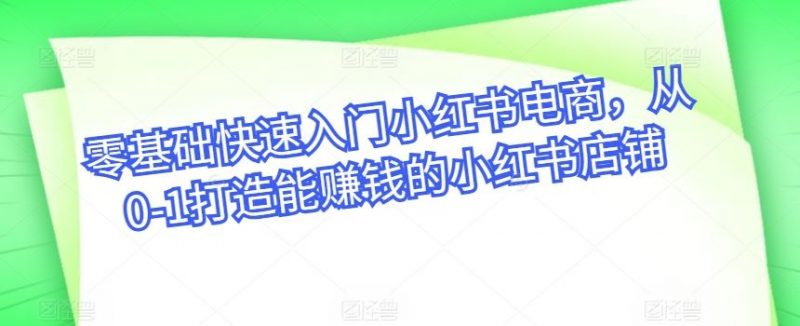 零基础快速入门小红书电商,从0-1打造能赚钱的小红书店铺-轻创社项目网