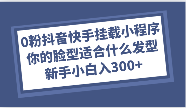 0粉抖音快手挂载小程序,你的脸型适合什么发型玩法,新手小白日入300+-轻创社项目网