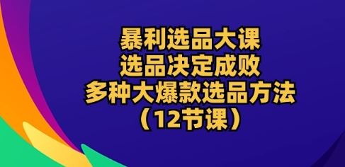 暴利选品大课:选品决定成败,教你多种大爆款选品方法(12节课)-轻创社项目网