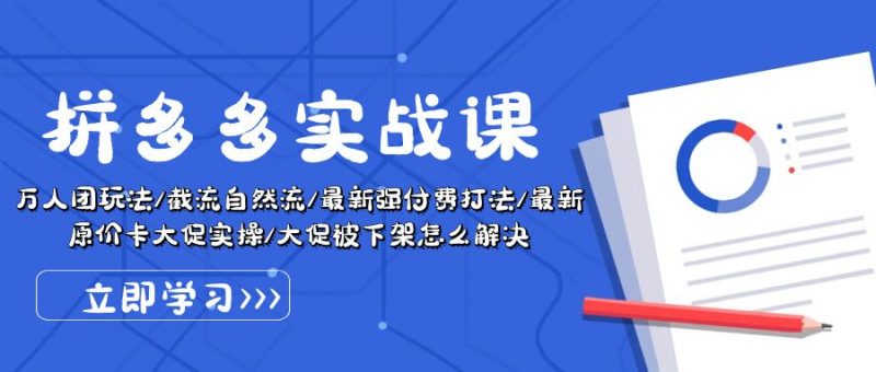 (10865期)拼多多·实战课:万人团玩法/截流自然流/最新强付费打法/最新原价卡大促..-轻创社项目网