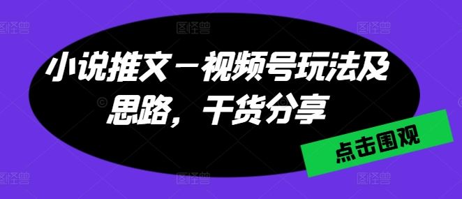 小说推文—视频号玩法及思路,干货分享-轻创社项目网