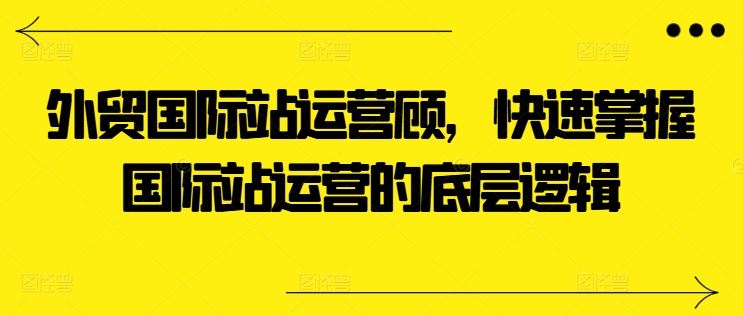 外贸国际站运营顾问,快速掌握国际站运营的底层逻辑-轻创社项目网