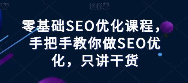 零基础SEO优化课程,手把手教你做SEO优化,只讲干货-轻创社项目网