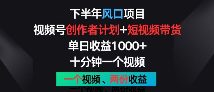 下半年风口项目,视频号创作者计划+视频带货,一个视频两份收益,十分钟一个视频【揭秘】-轻创社项目网