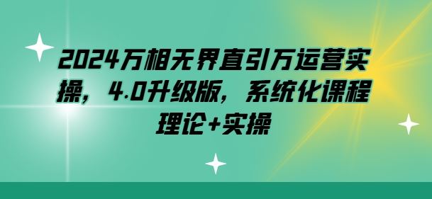 2024万相无界直引万运营实操,4.0升级版,系统化课程 理论+实操-轻创社项目网