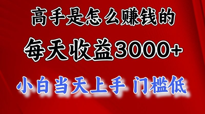 高手是怎么赚钱的,1天收益3500+,一个月收益10万+,-轻创社项目网