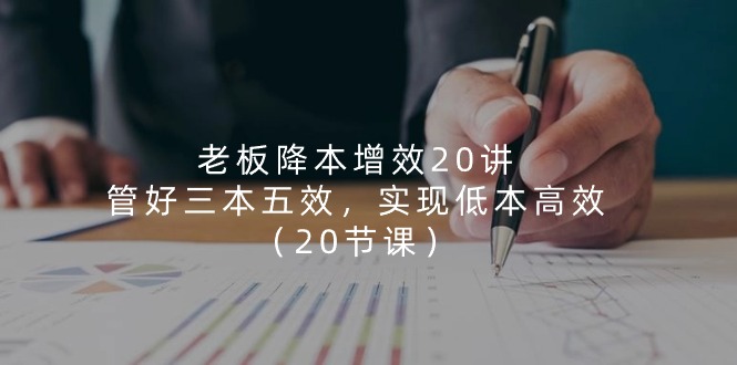 老板降本增效20讲,管好三本五效,实现低本高效(20节课)-轻创社项目网