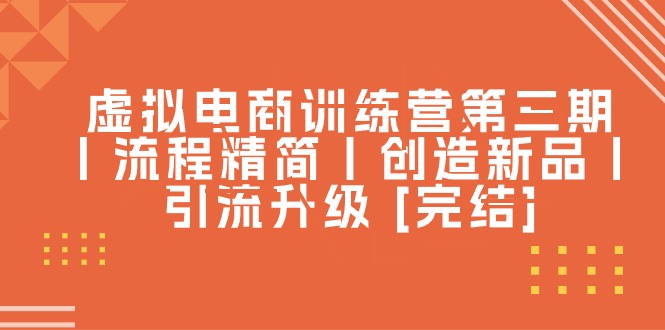 （10960期）虚拟电商训练营第三期丨流程精简丨创造新品丨引流升级 [完结]-轻创社项目网