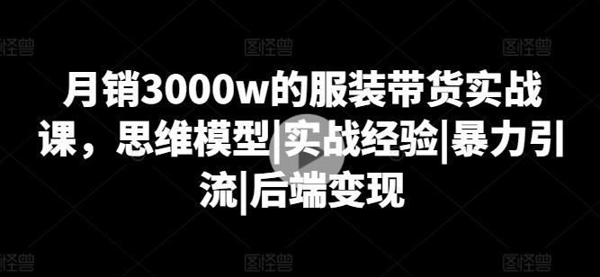 月销3000w的服装带货实战课,思维模型|实战经验|暴力引流|后端变现-轻创社项目网