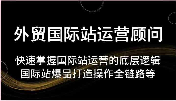 外贸国际站运营顾问-快速掌握国际站运营的底层逻辑,国际站爆品打造操作全链路等-轻创社项目网