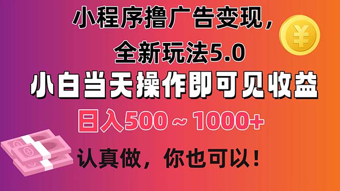 (11290期)小程序撸广告变现,全新玩法5.0,小白当天操作即可上手,日收益 500~1000+-轻创社项目网