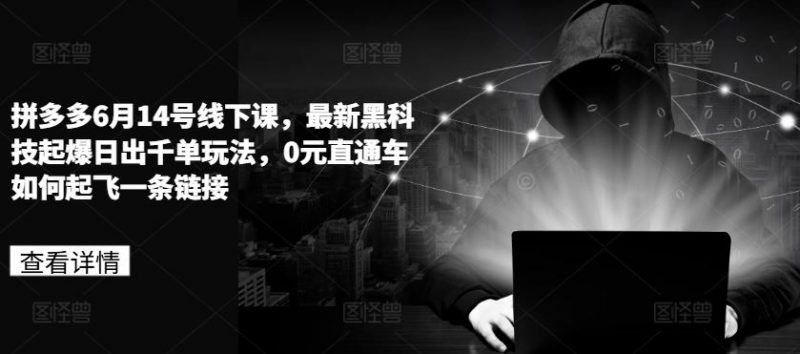 拼多多6月14号线下课,最新黑科技起爆日出千单玩法,0元直通车如何起飞一条链接-轻创社项目网
