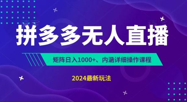 拼多多无人直播不封号,0投入,3天必起,无脑挂机,日入1k+【揭秘】-轻创社项目网